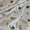 135cm Width x 95cm Length Retro Vivid Botanical Floral Cotton Linen Embroidery Fabric