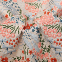 125cm Width x 95cm Lenth Premium Botanical Garden branch Floral Embroidery Cotton Linen Fabric
