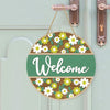 Rustic Daisy “Welcome” Sign - 22cm x 22cm Handmade Wooden Hanging Wall Decor for Door, Porch, Farmhouse Entryway