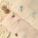 130cm Width Little Rose Floral Embroidery Chiffon Lace Fabric