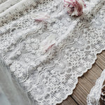 53 inches Width Vintage Geometrical Floral Embroidery Lace Fabric by The Yard