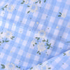 150cm Width Branch Flower Print on Plaid Cotton Blend fabric