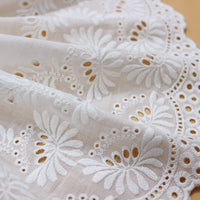 3 Yards of 7.8 inches Width Eyelet Floral Cotton Lace Fabric TrimWidth: 20cm(7.8 inches), length: 3 yards Material: cotton Your imagination will tell of the use