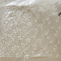 125cm Width x 90cm Length Designer Sequined Floral Embroidery Wedding Bridal Lace Fabric