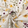 49 inches Width Premium Eyelet Hollow-Out Botanical Branch Floral Print and Embroidery Cotton Fabric by The Yard