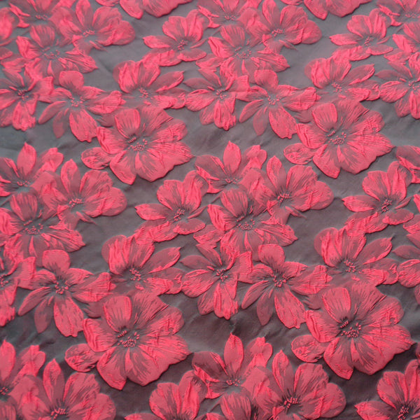 146cm Width x 95cm Length Contrast 3D Floral Jacquard Fabric