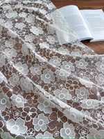 125cm Width x 95cm Length Contrast Floral Embrodery Lace Fabric