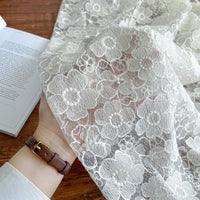 125cm Width x 95cm Length Contrast Floral Embrodery Lace Fabric