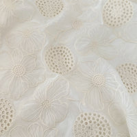 145cm Width Hollow-out and Poppy Floral Embroidery Fabric