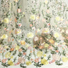130cm Width x 95cm Length Vivid Colorful Yellow Flower Embroidery Lace Fabric