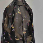 150cm Width Super Lightweight Floral Petals Print Fabric Black