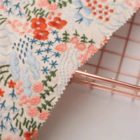 125cm Width x 95cm Lenth Premium Botanical Garden branch Floral Embroidery Cotton Linen Fabric