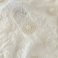 145cm Width Hollow-out and Poppy Floral Embroidery Fabric