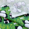 110cm Width x 95cm Length Green Grassland  Bamboo Cute Panda Print Cotton Fabric
