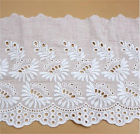 3 Yards of 7.8 inches Width Eyelet Floral Cotton Lace Fabric TrimWidth: 20cm(7.8 inches), length: 3 yards Material: cotton Your imagination will tell of the use