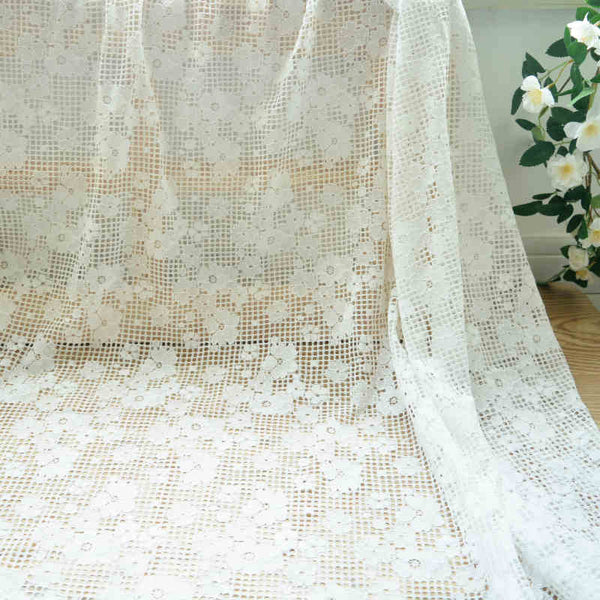 150cm Width Grid Floral Embroidery Lace Fabric
