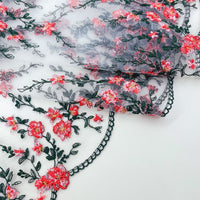 23cm Width x 3 Yards Length Vivid Floral Embroidery Lace Fabric Trim
