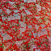 73cm Width x 95cm Length Premium Golden and Red Sakura Floral Fabric