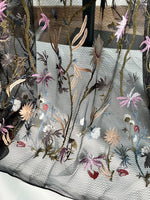 130cm Width x 95cm Length Premium Black Lace Botanical Floral Embroidery Lace Fabric