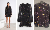 150cm Width Super Lightweight Floral Petals Print Fabric Black