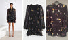 150cm Width Super Lightweight Floral Petals Print Fabric Black