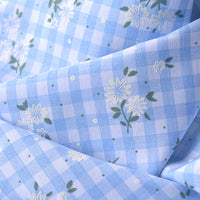 150cm Width Branch Flower Print on Plaid Cotton Blend fabric