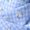 150cm Width Branch Flower Print on Plaid Cotton Blend fabric