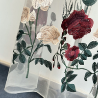 幅 125cm 枝バラの花刺繍チュールレース生地