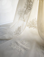 150cm Width Chrysanthemum Floral Embroidery Silk Blend Lace Fabric