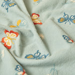 125cm Width x 95cm Length Premium Colorful Butterfly Embroidered Linen Blend Fabric