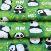 110cm Width x 95cm Length Green Grassland  Bamboo Cute Panda Print Cotton Fabric