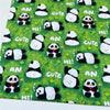 110cm Width x 95cm Length Green Grassland  Bamboo Cute Panda Print Cotton Fabric