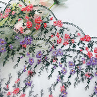 23cm Width x 3 Yards Length Vivid Floral Embroidery Lace Fabric Trim