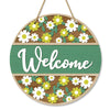 Rustic Daisy “Welcome” Sign - 22cm x 22cm Handmade Wooden Hanging Wall Decor for Door, Porch, Farmhouse Entryway