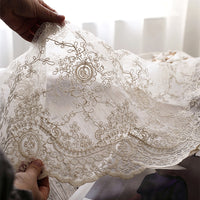 135cm Width  Retro 3D Vine Floral Embroidery Bone Lace Fabric