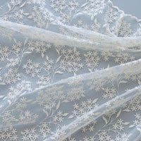 130cm Width x 95cm Length Organza Branch Star Floral Embroidery Lace Fabric by the Yard