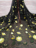 138cm Width x 95cm Length Premium Butterfly Flower Embroidery Black Lace Fabric
