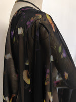 150cm Width Super Lightweight Floral Petals Print Fabric Black