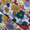 150cm Width x 95cm Length Retro Colorful Flower Pattern Print Cotton Fabric