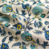 146cm Width x 95cm Length  Blue Vine Branch Floral Print Cotton Canvas Fabric