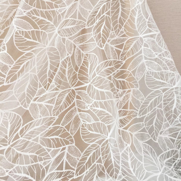 150cm Width x 95cm Length Leaf Embroidery Lace Fabric