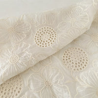 145cm Width Hollow-out and Poppy Floral Embroidery Fabric