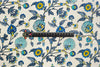 146cm Width x 95cm Length  Blue Vine Branch Floral Print Cotton Canvas Fabric