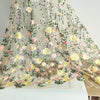 130cm Width x 95cm Length Vivid Colorful Yellow Flower Embroidery Lace Fabric