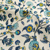 146cm Width x 95cm Length  Blue Vine Branch Floral Print Cotton Canvas Fabric