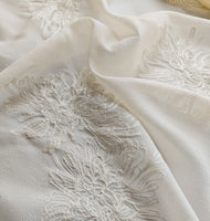 150cm Width Chrysanthemum Floral Embroidery Silk Blend Lace Fabric