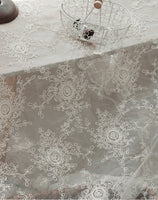 135cm Width  Retro 3D Vine Floral Embroidery Bone Lace Fabric