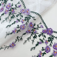 23cm Width x 3 Yards Length Vivid Floral Embroidery Lace Fabric Trim
