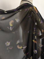 150cm Width Super Lightweight Floral Petals Print Fabric Black