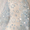 160cm Width snowflake and stars Hot Stamped Tull Lace Fabic